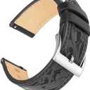 Leather Watch Bands, Western Retro Embossed Leather Bands Compatible with Samsung Galaxy Watch 6/5/4 44/40/45/46/42mm Genius Leather Watch Band for Women Men, Retro Brown (22mm, Black-Silver)