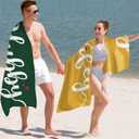 Couple Wifey Hubby Beach Towel Set of 2, Honeymoon Wedding Beach Towels Valentines Gifts for Bride Groom Him Her, Yellow And Green Towels Oversized Decor for Bathroom 30x60 In
