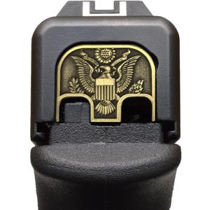 Milspin CNC Milled 3D Engraved Slide Back Plate Compatible with Glock Gen 1-5 I 3 Dimensional I Made in USA I 3D Engraved (3D Great Seal, Brass, Models G17-G41, G45)