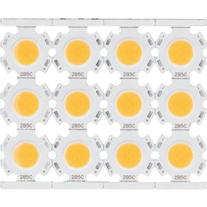 20mm 5W Round COB LED Chip Bead - 12 Pcs High Power LED Bulb Lamp, 15-17V Module for DIY Spotlights Downlight Ceiling Lamp(Warm Light)