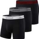 Long Merino Wool Underwear Men for Athletic,Pouch Moisture Wicking Underwear for Mens,Breathable Boxer Briefs 3 Pack (Medium)