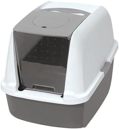 Catit Airsift Litter Pan Large – Covered Cat Litter Box with Dual-Action Odor Control Leak Preventing Design – Includes Filter Pad, Easy to Clean, Reduces Litter Tracking - 22.4” L x 18.3” H x 15.3” W, Missing Lid