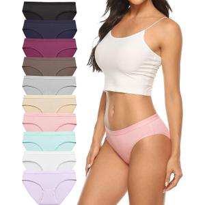 Xibing Women's Breathable Underwear Stretch Bikini Panties Low Waist Mesh Hipster Panty 10-Pack (Large, Light)