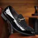 COSIDRAM Men's Glitter Dress Shoes Fashion Metallic Sequins Gold Buckle Luxury Patent Leather Loafers Wedding Party Prom, 41