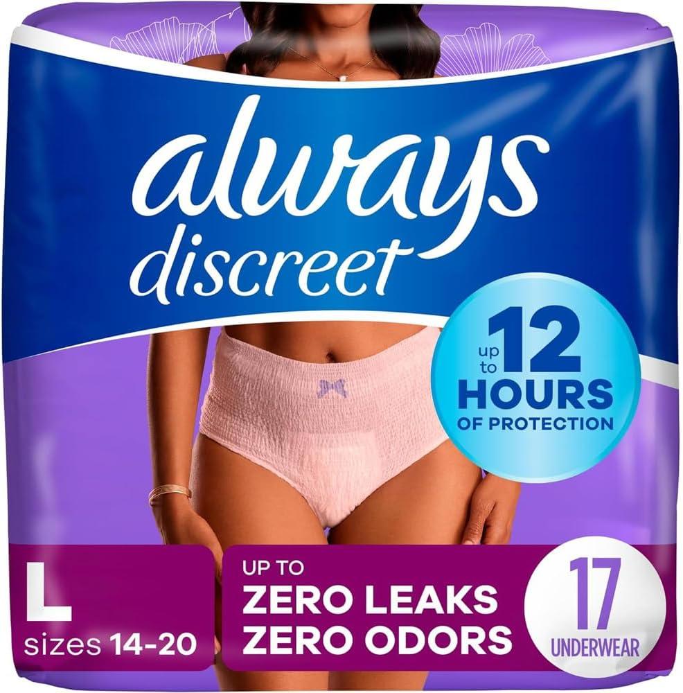 Always Discreet Underwear Maximum Absorbency Size Large - 17 ct cs of 3