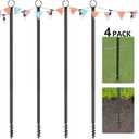 String Light Poles for Outside 4 Pack, 10.5 Feet Outdoor String Lights Poles for String Lights, Backyard Patio Light Poles for Bistro Party Wedding, Metal Outdoor String Light Pole