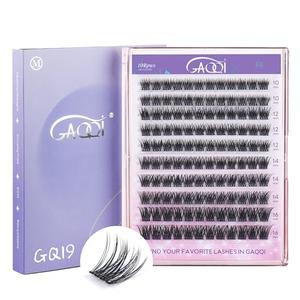 GAQQI Lash Clusters, Eyelash Clusters 120PCS C Curve Individual Lashes, Wispy Cluster Eyelash Extension 10-16mm Mixed Length, Natural Looking Cluster Lashes （GQ19,C,10-16mm)