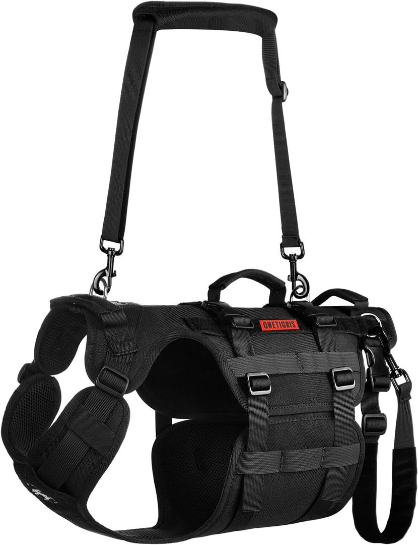OneTigris Dog Lift Harness for Large Dogs, Dog Hip Support Brace, Full Body Lifter with Handles Invictus Multifunctional Mobility Assistance Vest for Back Legs (XXL, Black)