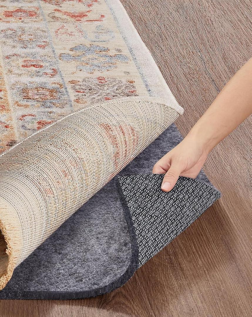 Veken Non Slip Cushioned Rug Pad Gripper 7 x 10 Ft, Felt and Silicone Backing, 1/4 inch Thick Carpet Liner for Hardwood Floors and Finishes, Under Area Rugs Anti Skid Mat, Keep Rugs Safe and in Place