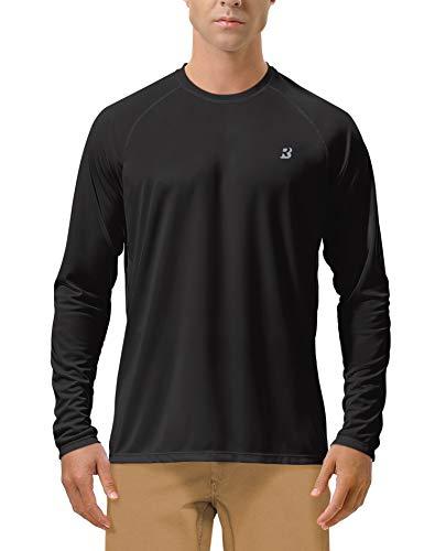Roadbox Mens UPF 50+ UV Sun Protection Shirts Outdoor Long Sleeve SPF Diving Rash Guard for Fishing Hiking Swimming Black M