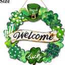 5 x St. Patrick's Day Decorations Wooden Shamrock Wreath for Front Door Welcome Sign, Farmhouse St. Patrick's Decor Welcome Door Hanging Sign Outdoor Indoor Shamrock Clover Spring Wall Home Decor