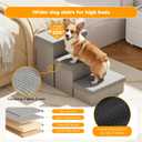 3-Step Wide Dog Stairs 18" H with Removable Cover, Non-Slip Storage Pet Steps for High Bed Couch, Pet Stairs for Small/Medium/Large Old Dogs Puppy Up to 200lbs, Cat Dog Steps for Car, Grey (30"D x 17"W x 17.1"H)