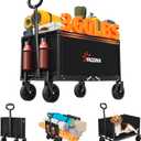 YACONA 3 in 1 Wagons Carts Foldable, 360LBS Lightweight Wagon with All Terrain Wheels, Collapsible Wagon Cart for Grocery, Camping, Beach, Garden & Sports (Black)