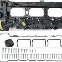 Upgraded Aluminum N55 Engine Valve Cover Kit Compatible with 2010-2019 BMW 135i 235i 328i 335i 435i 530i 535i 640i 740i 740Li M135i M2 M235i xDrive X1 X3 X4 X5 X6, 3.0L Replace 11127570292 (Black)