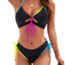 Blooming Jelly Womens Bikini Sets Two Piece Swimsuit 2026 Curvy Cutout String Bathing Suit (Large)