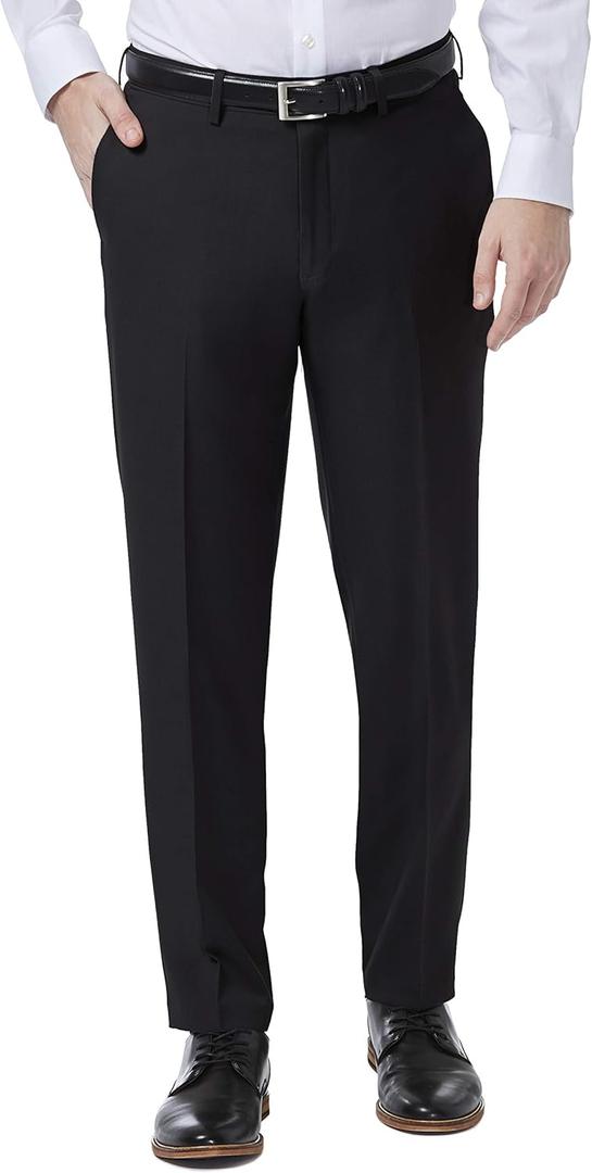 Haggar Mens Premium Comfort Stretch Slim Fit Dress Pants, Black, 38W x 30L US