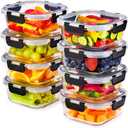 Sorbus Glass Meal Prep Containers, Dishwasher and Oven Safe Reusable Meal Prep Containers, Freezer Safe Glass Food Storage Containers with Airtight Lids (8 Square)