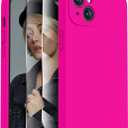 FireNova Designed for iPhone 14 Case, Silicone Upgraded [Camera Protection] Phone Case with [2 Screen Protectors], Soft Anti-Scratch Microfiber Lining Inside, 6.1 inch, Hot Pink