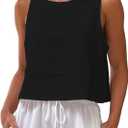 IDEALSANXUN Womens Linen Tank Tops Spring Summer Crewneck Cute Sleeveless Shirts Blouses (Medium, Black)