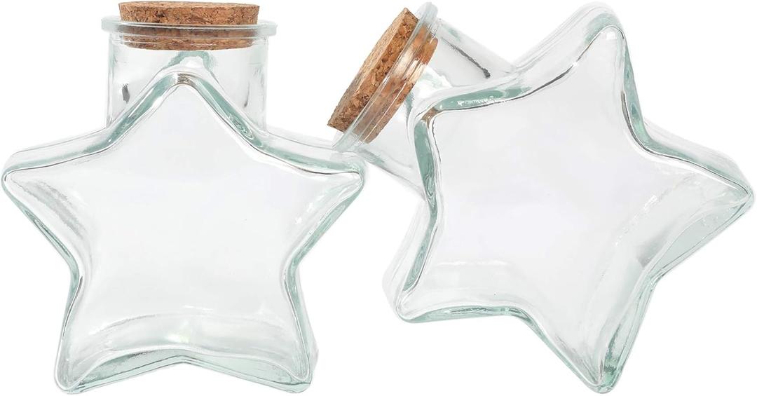 Magic Season Decorative Glass Bottles with Cork Stoppers (10 fl oz. Five-Pointed Star Bottles / 2 Pcs)