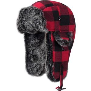 ONWAY Trapper Hat Winter Hats for Women Men with Faux Fur Ear Flaps (Black)