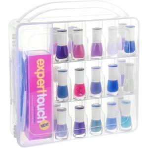 Nail Polish Holder Organizer with Lid and Handle for 30 Bottles (Clear, 11.8 x 11 x 3.15 In)