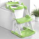 Potty Training Seat, Upgrade 2 in 1 Potty Training Toilet for Toddler, Toddler Toilet Seat for Boys Girls with Support Bar, AntiSlip Pad and Step Stool (Green)