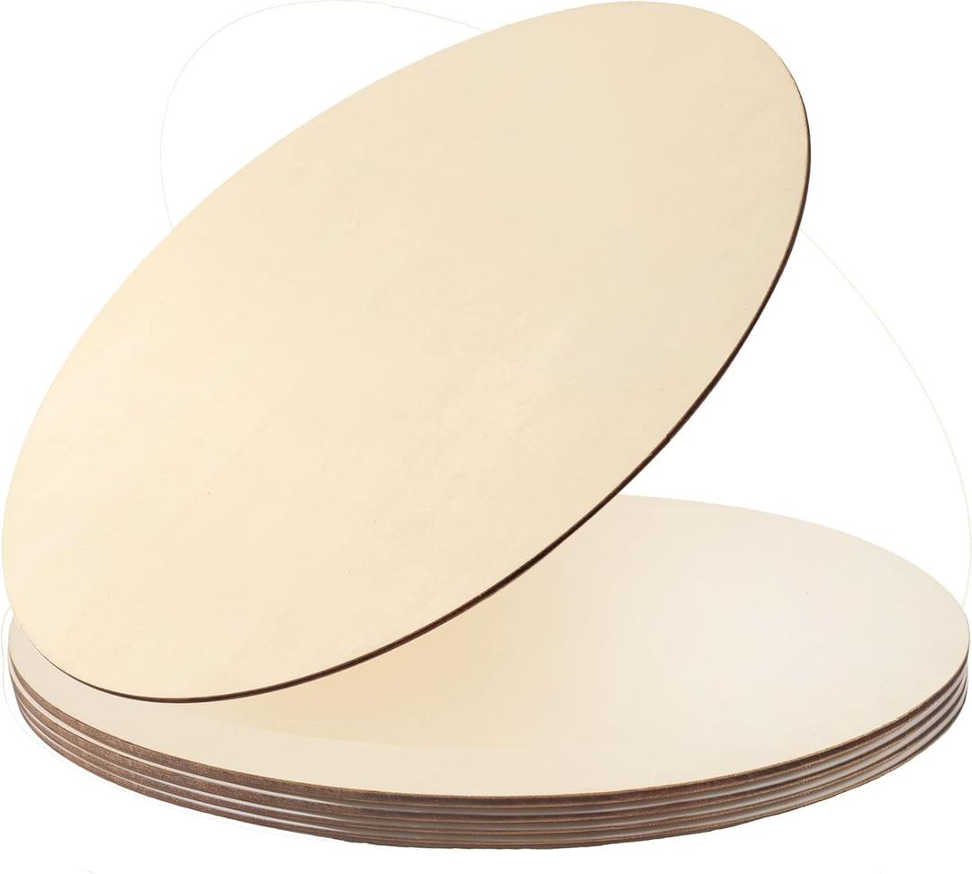 5Pcs 14 Inch Wood Circles for Crafts, Unfinished Blank Wooden Rounds Slice Wooden Cutouts for DIY Crafts, Door Hanger,Wood Buring, Painting