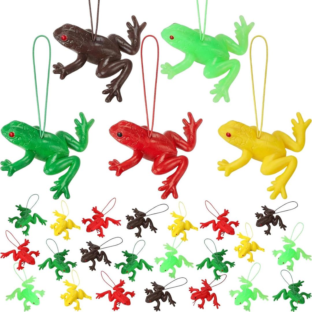 25 Pcs Jumping Frogs Bulk Fun Bouncing Frog Toys for Birthday Gifts Decorations Passover Party Favors Rainforest Animals Decor, Assorted Colors