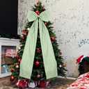 Large Christmas Tree Topper Bow 46"x15.7" Floral Block Print Xmas Tree Toppers Bows Christmas Wreath Decor for Home Indoor/Outdoor Holiday Decor(Green)