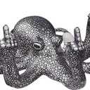 2 x Luminous Gesture Octopus with Mother of Pearl,Octopus Statue,Ocean Fluorescence for Garden Indoor Outdoor Home Decoration,Resin Figurine Sculpture Garden Decor Ornaments (Black)