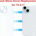 Back Glass Replacement for iPhone 15 Rear Back Glass Replacement Compatible with iPhone 15 6.1 Inches with Reparing Toolkit and Pre-Installed Adhesive(Blue)