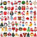 Sumind 70 Pcs Mini Christmas Ornaments for Mini Tree Decorations Resin Design with Small Santa Claus Snowman Reindeer Pendants Tree Ornaments Christmas Miniature Figurines for Holiday Hanging Decor