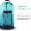 Dalykate Laundry Backpack with Shoulder Straps and Mesh Pocket Durable Nylon Clothes Hamper Bag with Drawstring Closure for College, Travel, Laundromat, Apartment, Blue