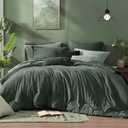 Monbix Queen Comforter Set - 7 Pieces Cationic Dyeing Deep Forest Bed in a Bag Queen Bedding Sets with Comforter, Sheets, Pillowcases & Shams, Reversible Bedding Comforters Sets, Deep Forest, 7Piece-Queen(90”X90'')