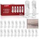 2 x 20 PCS Locking Shelf Pegs 5mm*3/4" Plastic Clear Shelf Pins & Pegs for Kitchen Cabinets, Bookcases, Wardrobe Transparent Plastic Shelf Support Pins, Compatible with Standard 5mm Holes