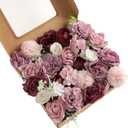 Artificial Flowers Combo, Fake Flowers for DIY Tables Centerpieces Baby Shower Bridal Shower Wedding Bouquet Arrangements Party Candle Holder Cake Decor Flower Home Decorations (Mauve Pink)