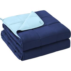 yescool Weighted Blanket for Adults (20 lbs, 60" x 80",Navy & Blue) Cooling Heavy Blanket for Sleeping Perfect for 190-210 lbs, Queen Size Breathable Blanket with Premium Glass Bead, Machine Washable