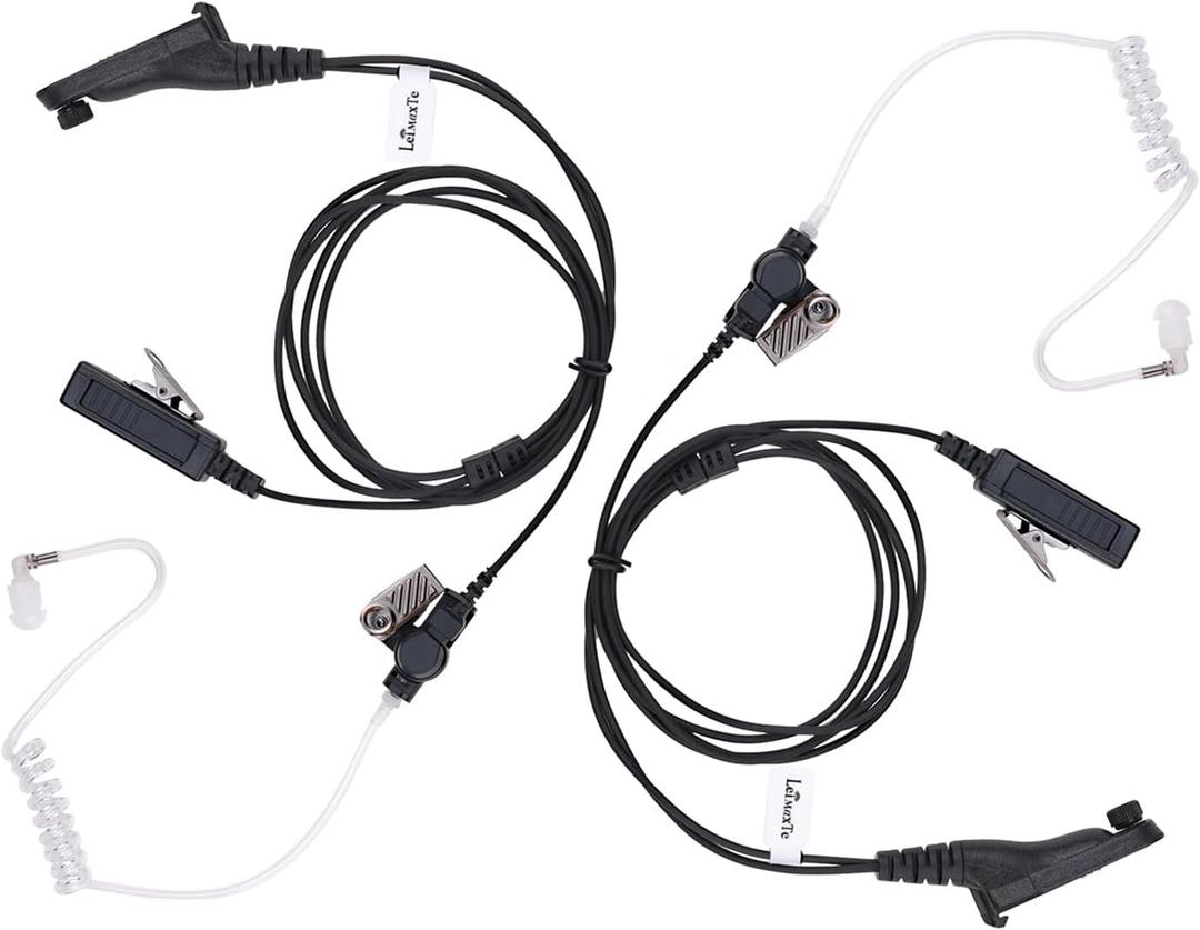 LEIMAXTE APX 6000/ 4000/ 8000 XPR 7550 XPR 7550e XPR 6350 6550 7350e 7580e Earpiece Headset for Motorola Radio with Acoustic Tube and PTT Mic (2 PCS)