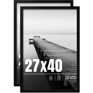 LaVie Home 27x40 Picture Frame 2 pack, Display Pictures 27 x 40 Poster Frame, 27x40 Black Photo Frame with HD Plexiglass, Display Frame for Vertical or Horizontal, Classic Collection