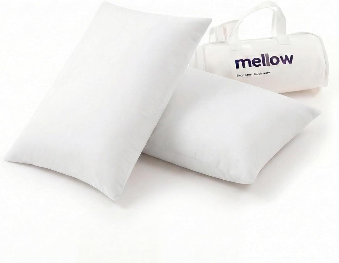 Mellow Cooling Pillowcases (2-Pack) FrostWeave Cool-Touch Standard Pillowcase | Breathable Wrinkle-Free Fabric for Hair & Skin, Hypoallergenic, Odor-Resistant, Machine Washable (White, Standard)