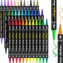 JR.WHITE 36 Colors Dual Tip Acrylic Paint Pens Paint Markers, Acrylic Markers for Rock Painting, Wood, Glass, Plastic, Fabric, Ceramic Painting Kit,Crafting Supplies for Adults and Kids (36 Count (Pack of 1))