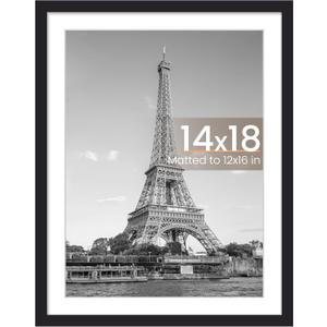 upsimples 14x18 Picture Frame, Wall Decor Poster Frames, Black 1 Pack | 14 x 18 Frame, 12x16 Frame with Mat for Gallery Wall, Family, Baby, Dog, Dorm, Christmas