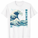The Great Wave Off Kanagawa Japanese Art Sea Ocean Wave T-Shirt Size XS White