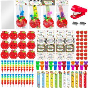 170 Pcs Back to School Gifts for Students First Day of School Party Favors Stationery Set Supplies for Classroom Gifts, Pencils Notepads Bookmarks Rulers Erasers Stampers Treat Bags Rewards Prizes