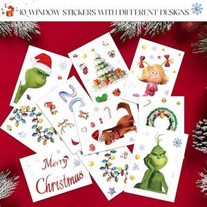 SUNWISHA Christmas Window Clings 10 PCS Reusable Double Sided Static Christmas Stickers Indoor Decor