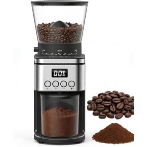 Conical Burr Coffee Grinder Electric,Stainless Steel Coffee Grinder for Home, Adjustable Burr Grinder with 30 Grind Settings, Digital Timer & 2-12 Cup Control, Removable Sealed Hopper, Easy Clean