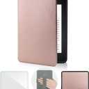 Case for Kindle Paperwhite 12th Generation & Kindle Colorsoft Signature Edition 7 Inch with Hand Strap(2024, Model SA568B SA569P), Silm TPU Sleep Cover Case with a Screen Protector(Pink Gold, 7 inch)