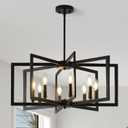 Black Chandelier for Dining Room, 8-Light Kitchen Chandelier Light Fixture Modern Metal Industrial Large Chandeliers for Farmhouse Entryway Living Room (E12 Bulbs Not Included)