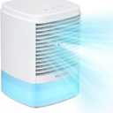 HiCOZY Portable Air Cooler with 2 Ultrasonic Mist Levels & 3 Fan Speeds, Evaporative Air Cooler with Detachable 650ml/23oz Water Tank, 3-in-1 Air Cooling Fan for Desktop, Office and Bedroom (Blue)